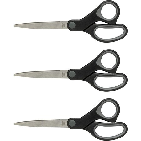 SPARCO Straight Scissors, Rubber Handles, 7" Straight, 3/BD, Black PK SPR25225BD